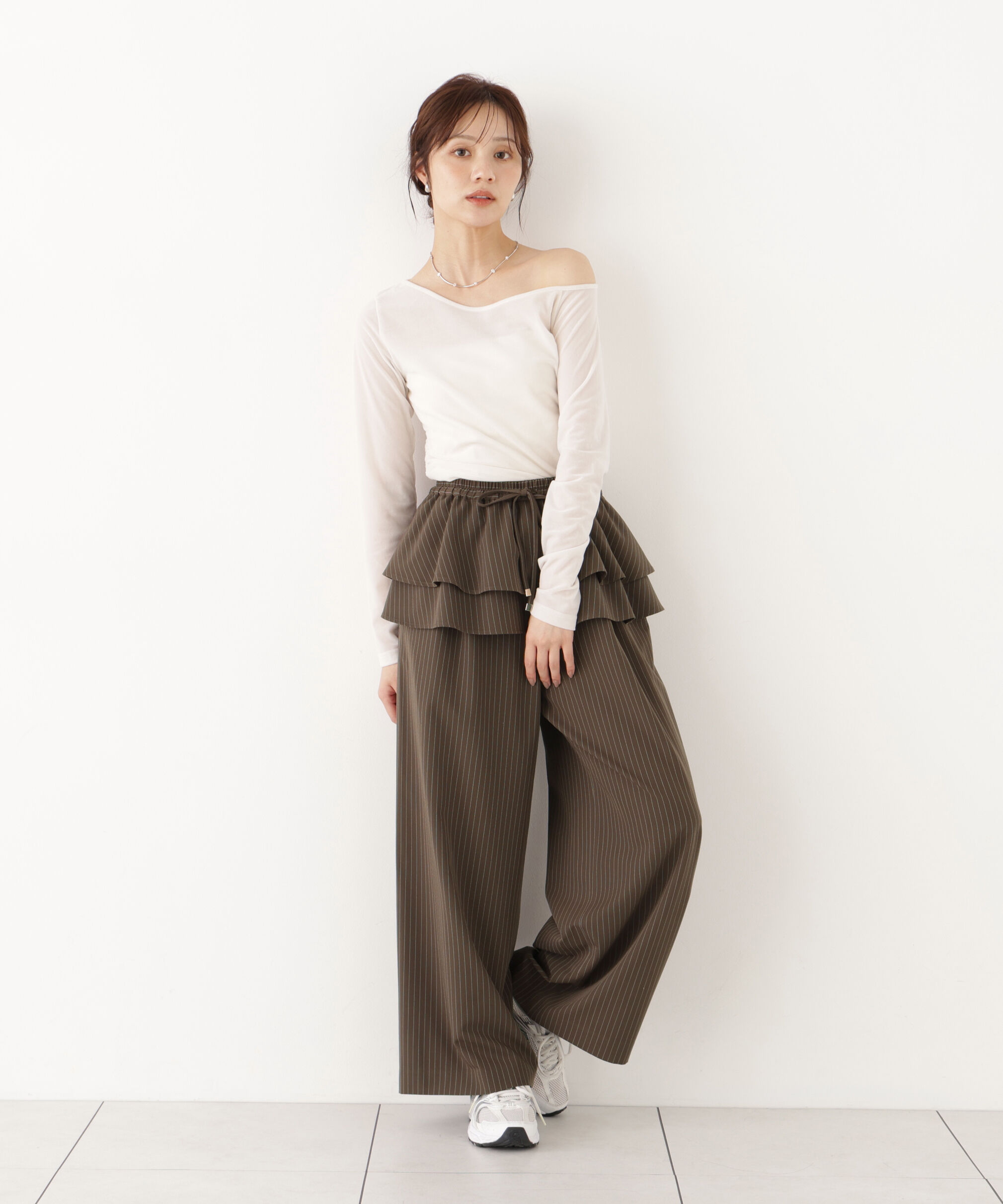  「＜a/mie＞リボンシアーベロアカットソー 26AW」|Tシャツ・カットソー|