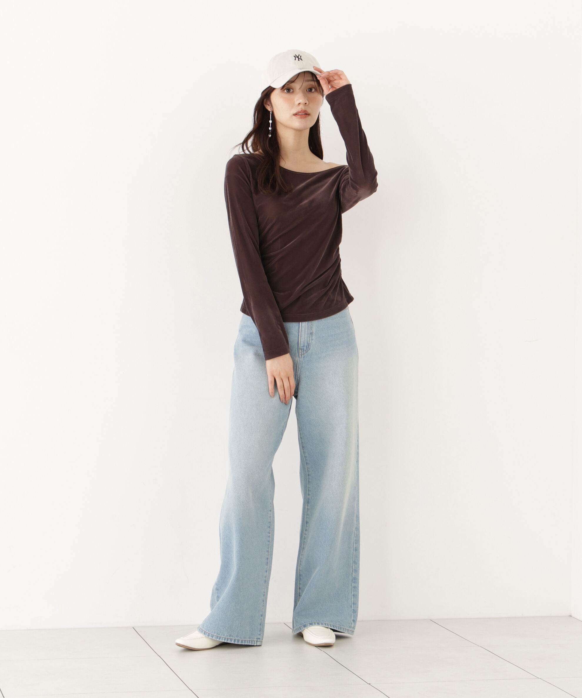  「＜a/mie＞リボンシアーベロアカットソー 26AW」|Tシャツ・カットソー|