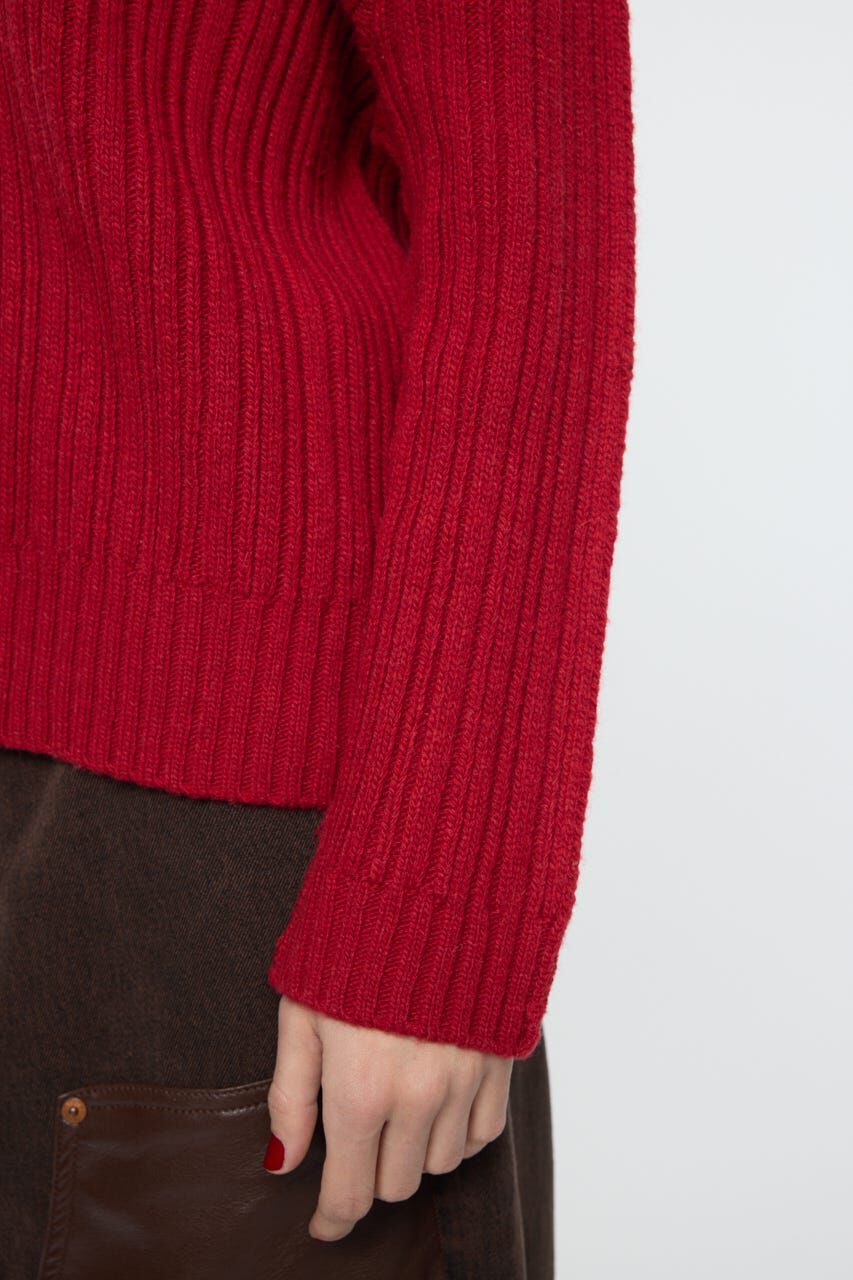 MOUSSY「OVER RIB OFF SHOULDER トップス」|ニット・セーター|