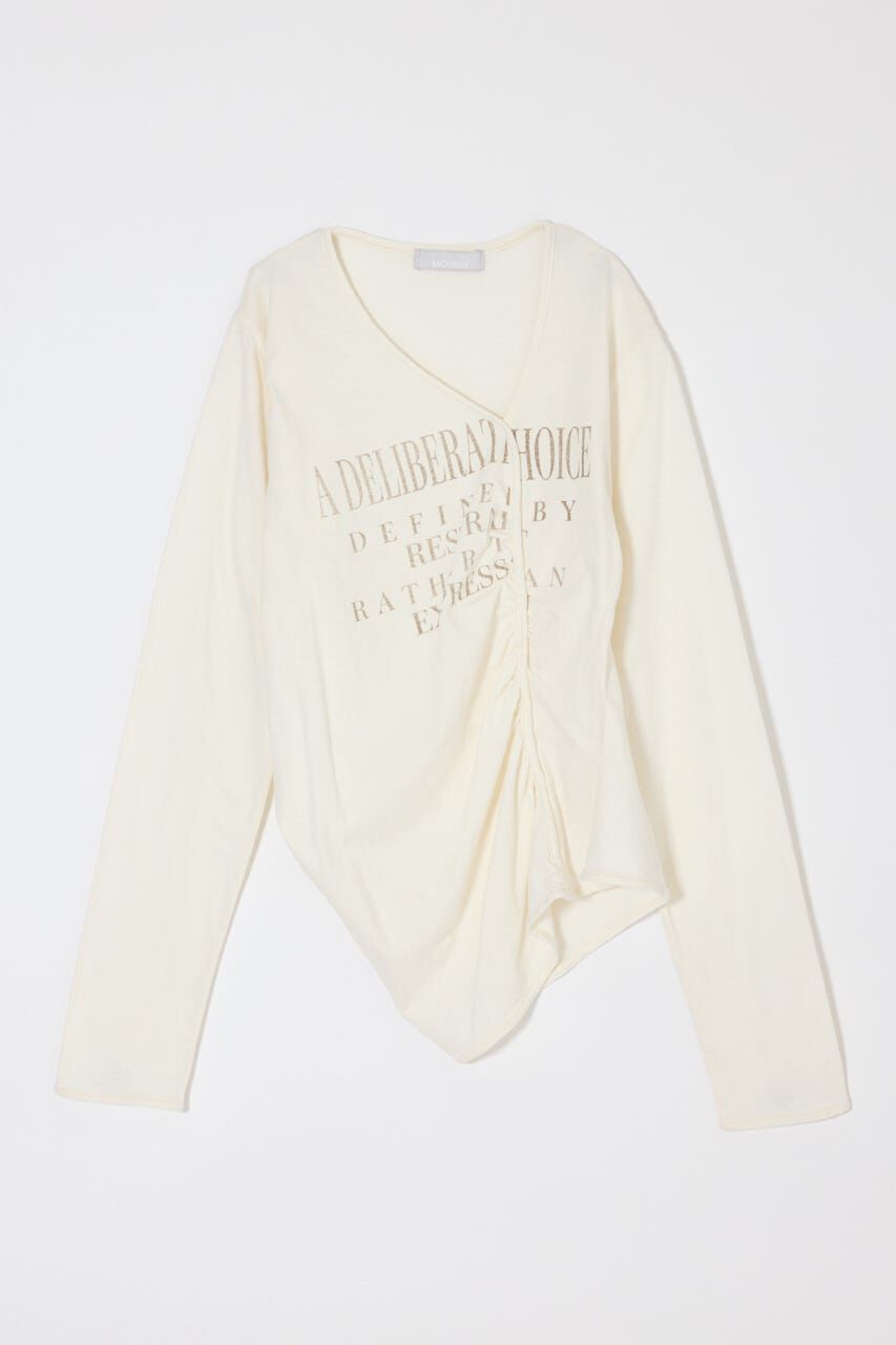 MOUSSY「FRONT GATHER DOCKING L/S トップス」|Tシャツ・カットソー|O/WHT1