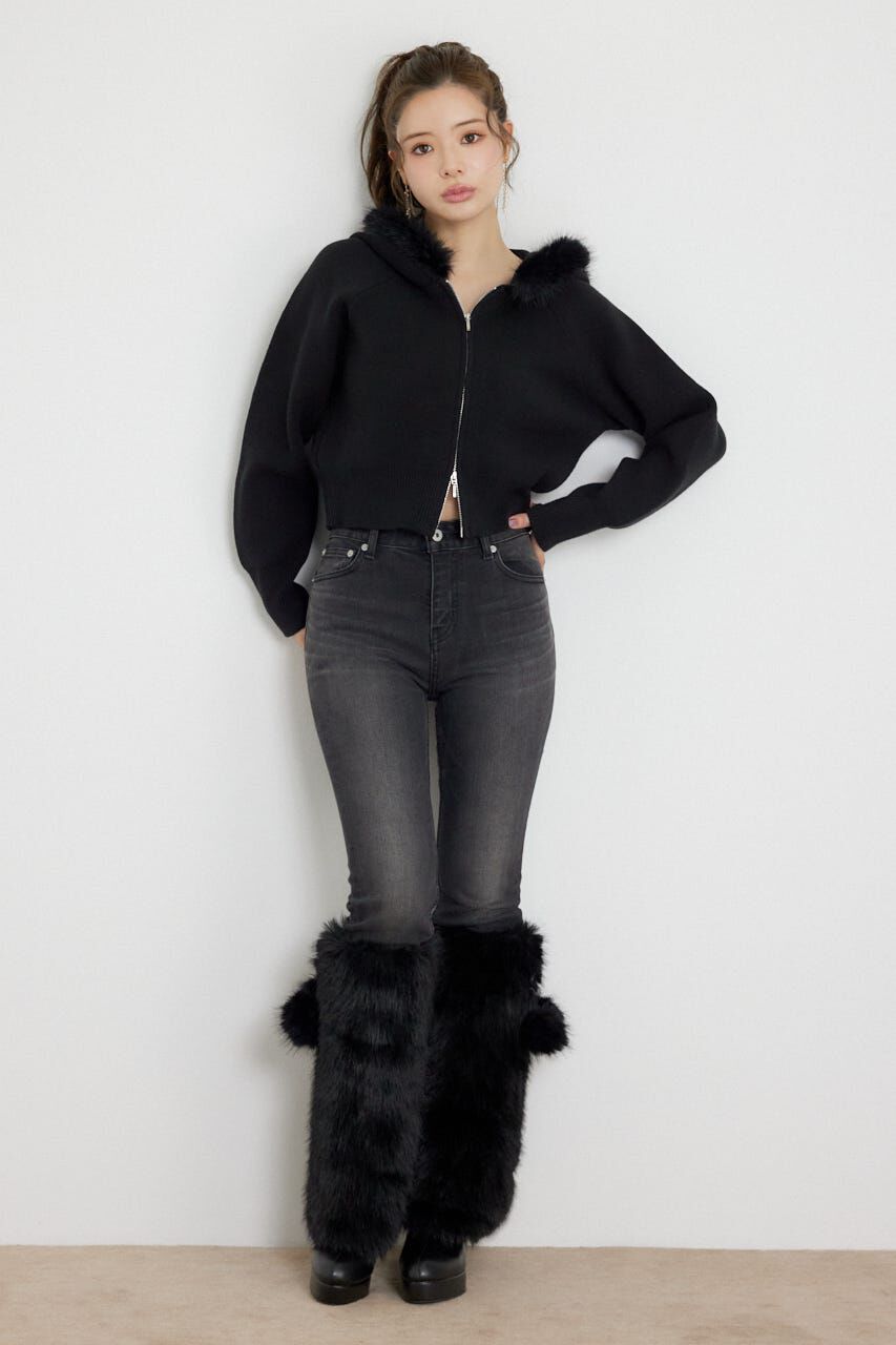 rienda「フェイクファーフーディニットトップス」|ニット・セーター|
