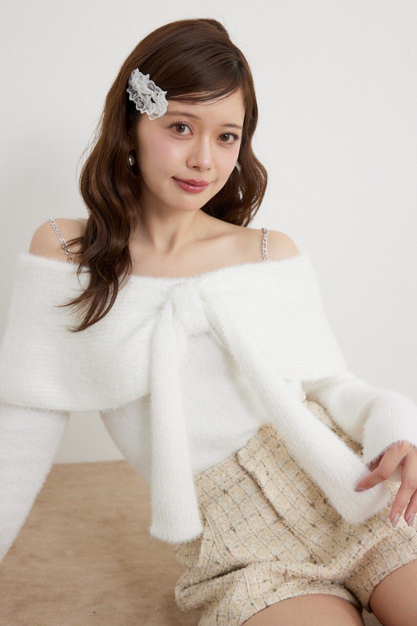 rienda「2WAYスパンコールシャギーニットトップス」|ニット・セーター|WHT
