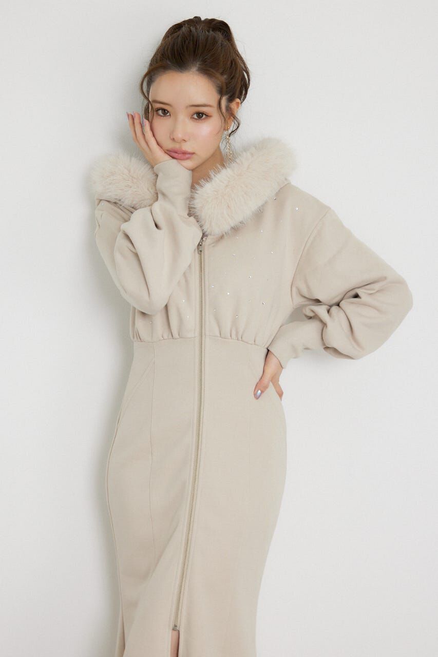 rienda「ショールカラーフードマーメイドカットワンピース」|ワンピース|