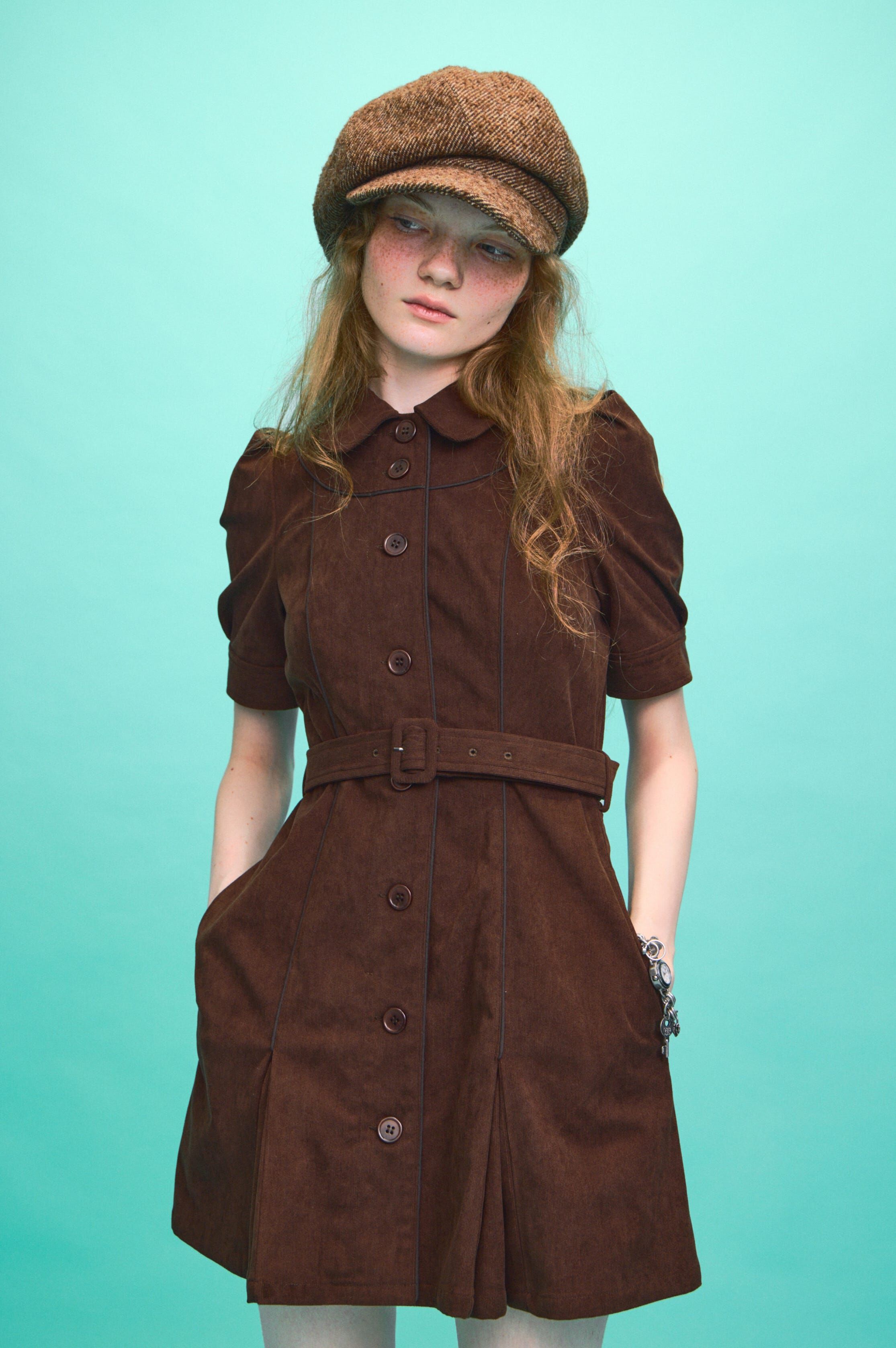 SLY「COLLAR BUTTON ショートワンピース」|ワンピース|BRN