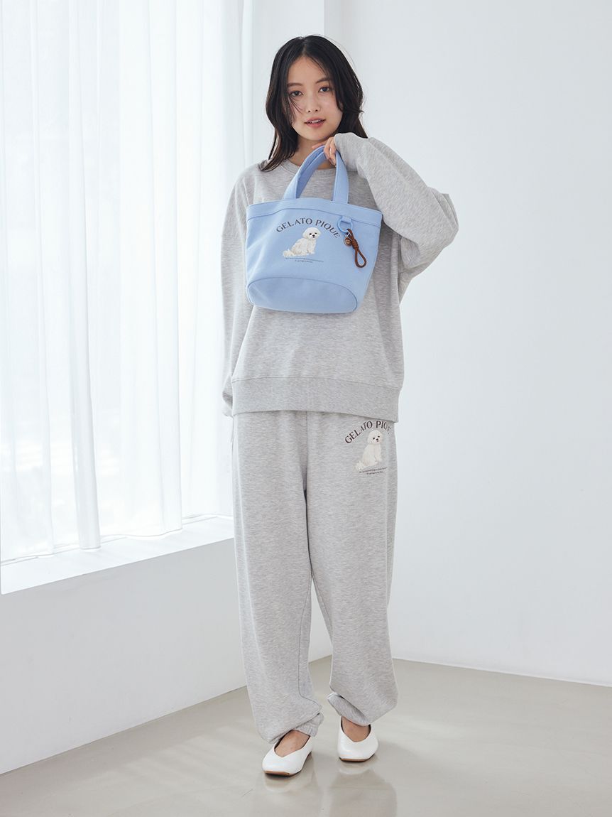 gelato pique「【ONLINE限定】【UVカット】お散歩ドッグワンポイント裏毛プルオーバー&ロングパンツセット」|ルームウェア|