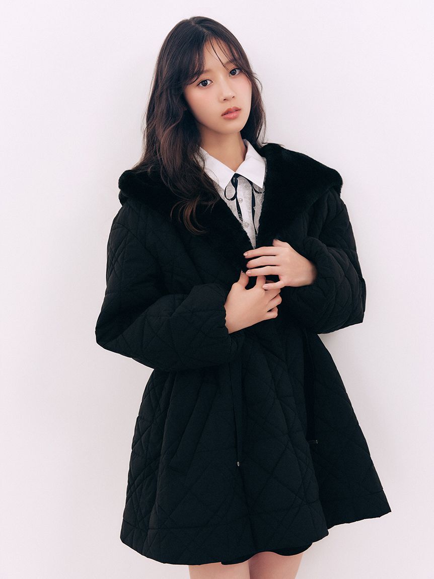 SNIDEL「【WARM】キルティングレディモッズコート」|ミリタリー・モッズコート|BLK