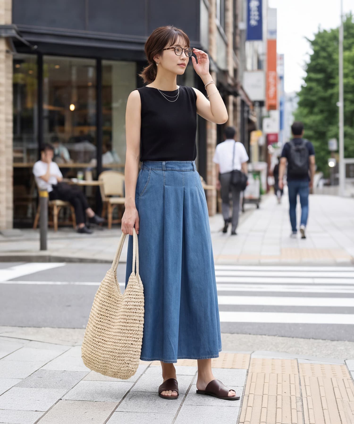 STYLE DELI「サラッとしたボートネックノースリニット」|タンクトップ|