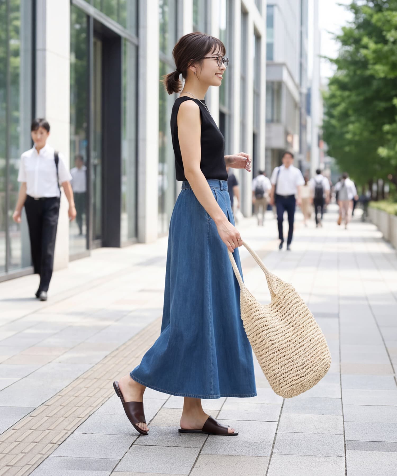 STYLE DELI「サラッとしたボートネックノースリニット」|タンクトップ|