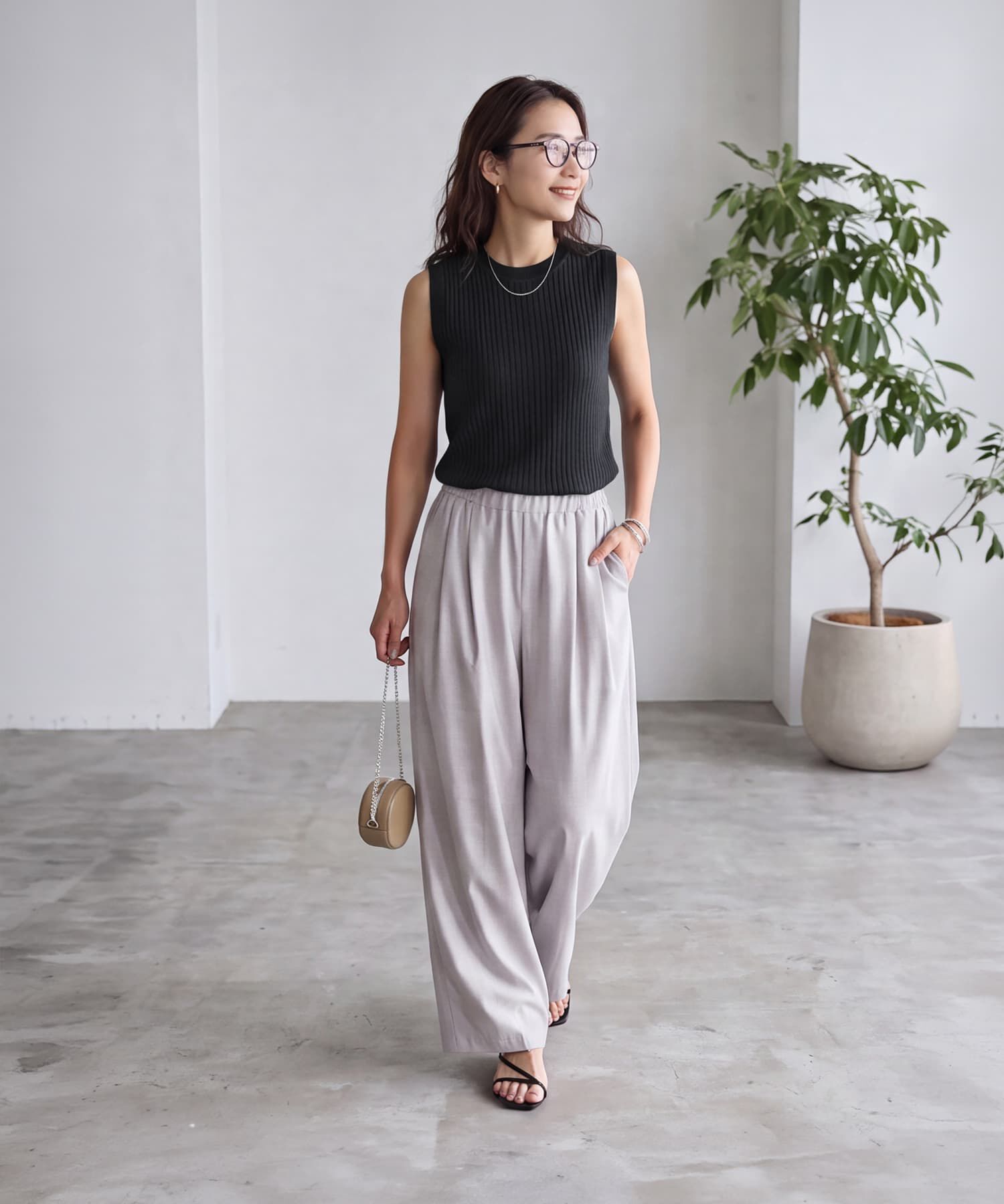 STYLE DELI「超涼感シャラシャラ落ち感ヴィスコースニットトップス」|タンクトップ|