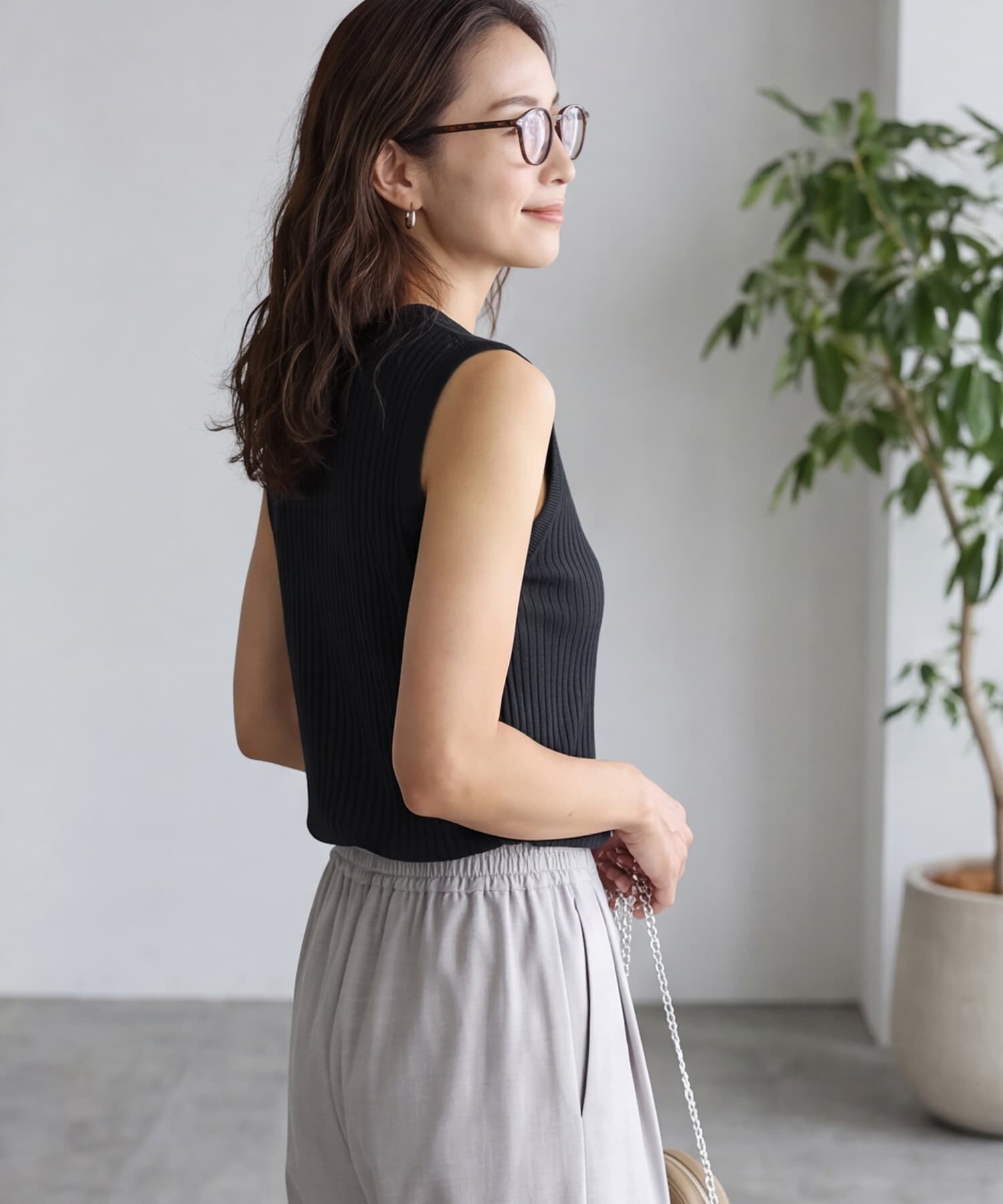 STYLE DELI「超涼感シャラシャラ落ち感ヴィスコースニットトップス」|タンクトップ|
