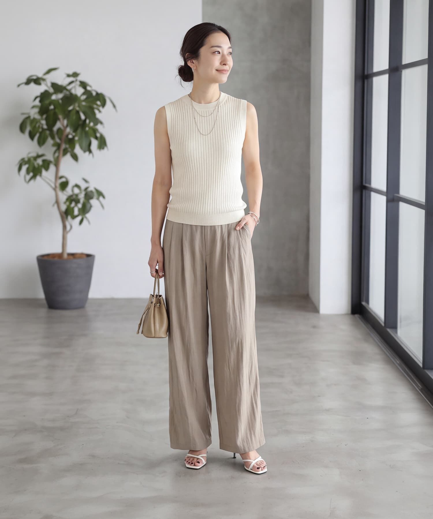 STYLE DELI「超涼感シャラシャラ落ち感ヴィスコースニットトップス」|タンクトップ|