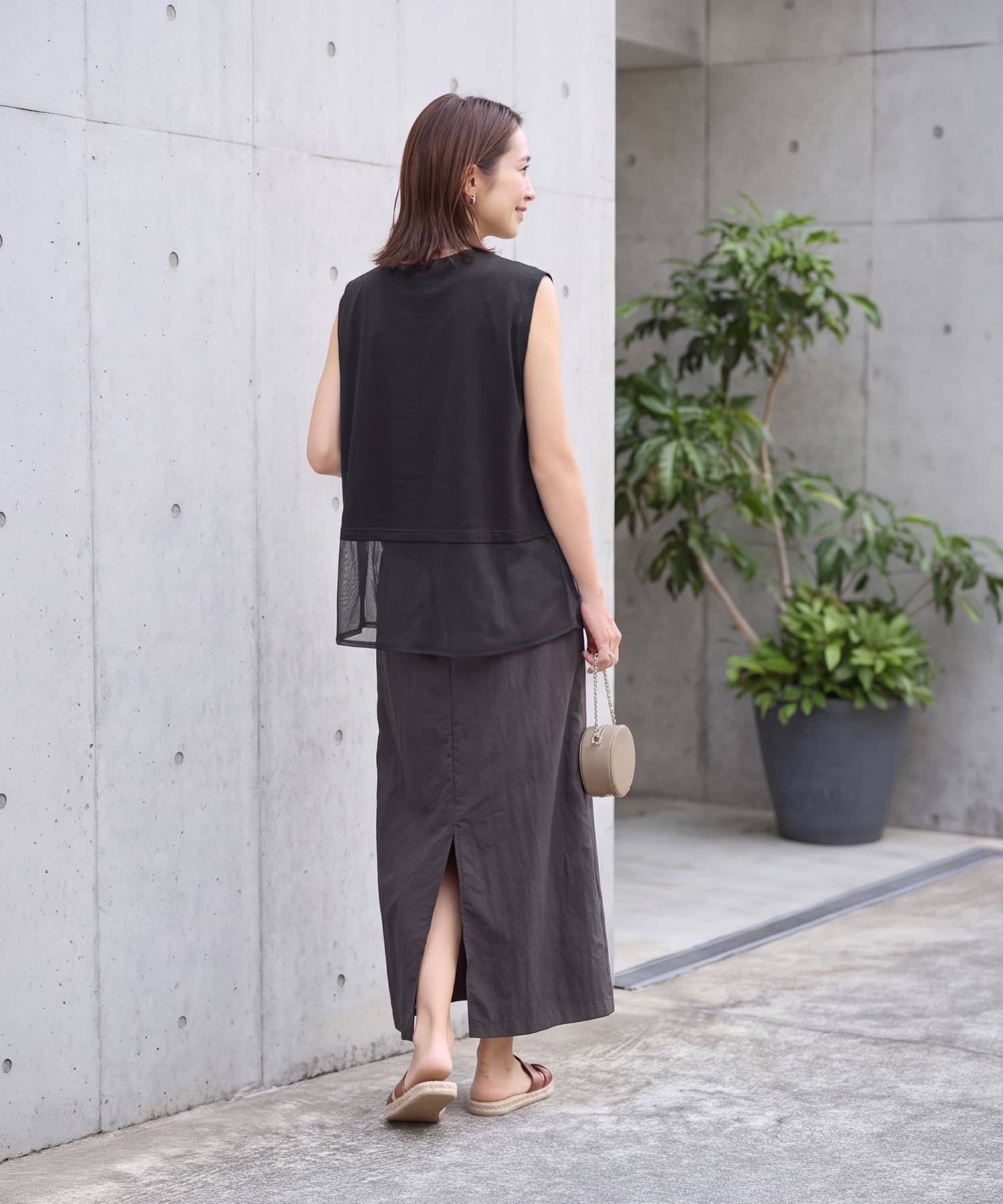 STYLE DELI「【selection】裾メッシュレイヤードノースリカットtops」|タンクトップ|