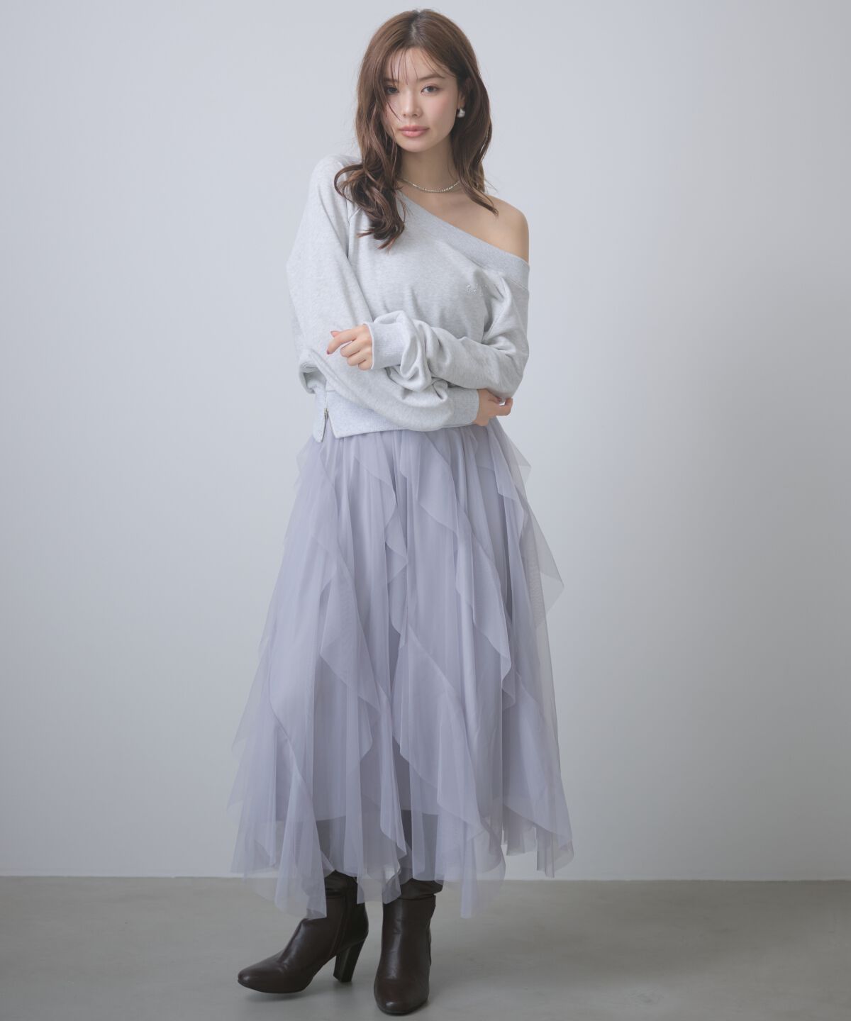 アンドクチュール「サイドジップオフショルスウェットプルオーバー」|Tシャツ・カットソー|