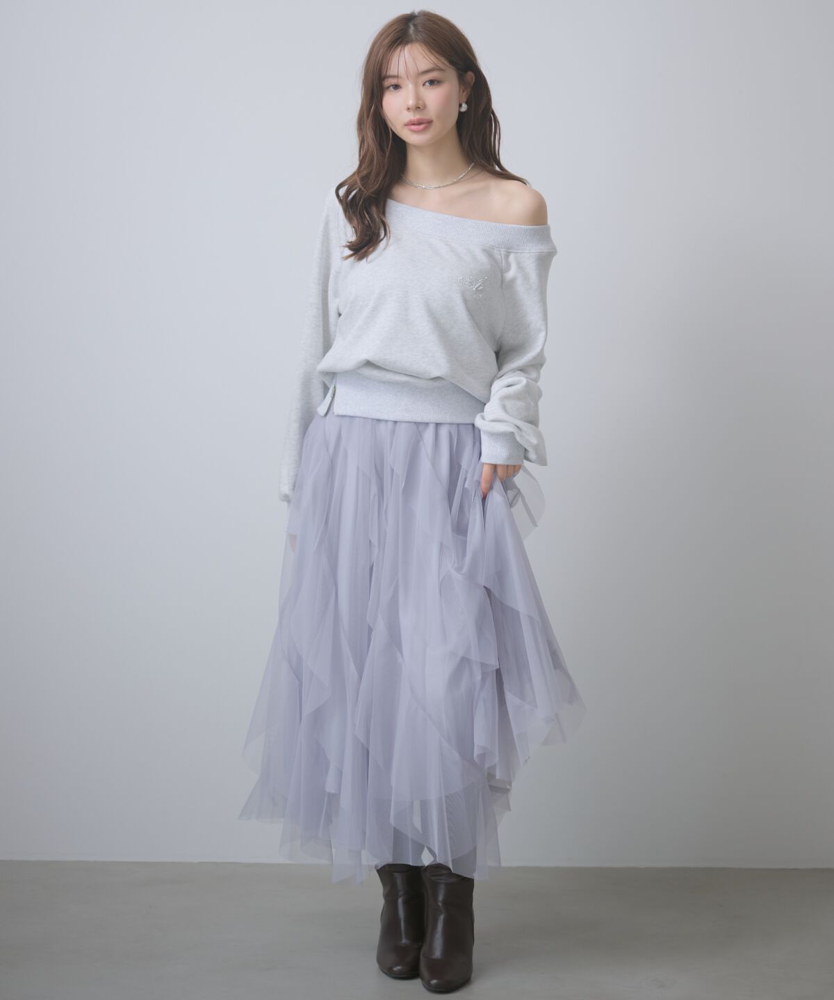 アンドクチュール「サイドジップオフショルスウェットプルオーバー」|Tシャツ・カットソー|