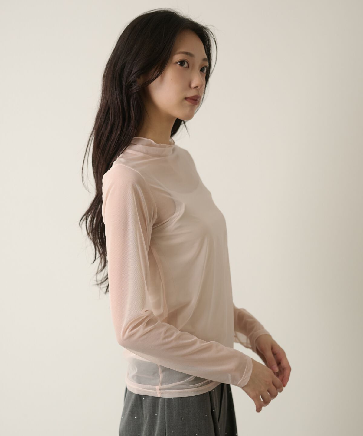 アンドクチュール「インナーキャミ付きシアートップス」|Tシャツ・カットソー|