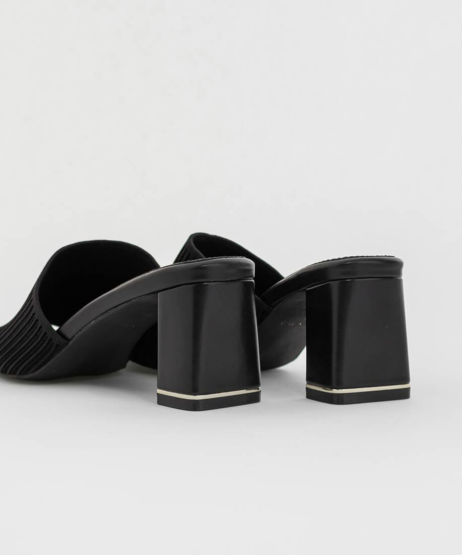  「【SUSTAINABLE】アシンメトリーニットミュールサンダル」|パンプス|