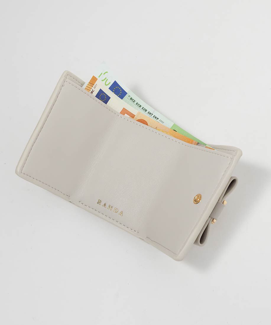  「ビジューモノグラムリボン三つ折りウォレット」|財布|