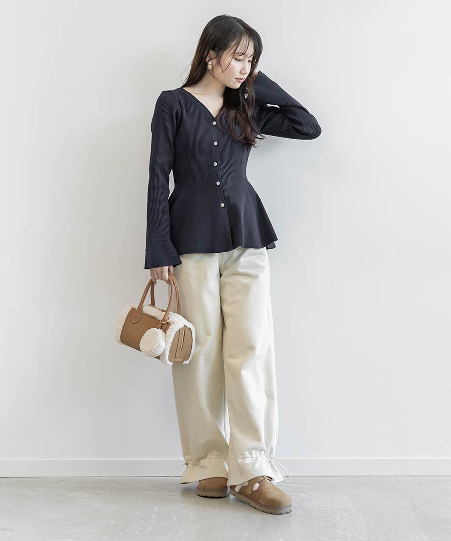  「2WAY ポーチ付きファートリムボストンバッグ」|ハンドバッグ|