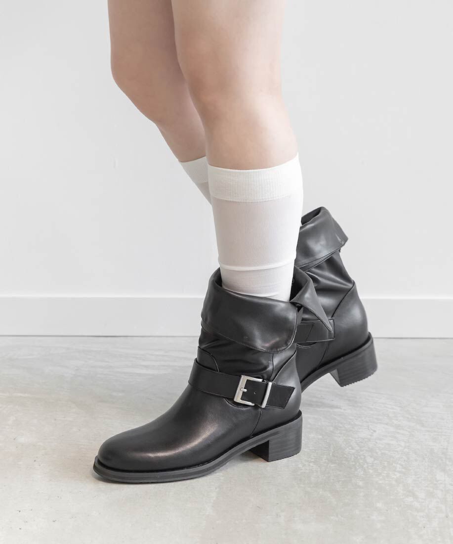  「晴雨兼用 ダブルバックルベルトミドルブーツ」|ショートブーツ|