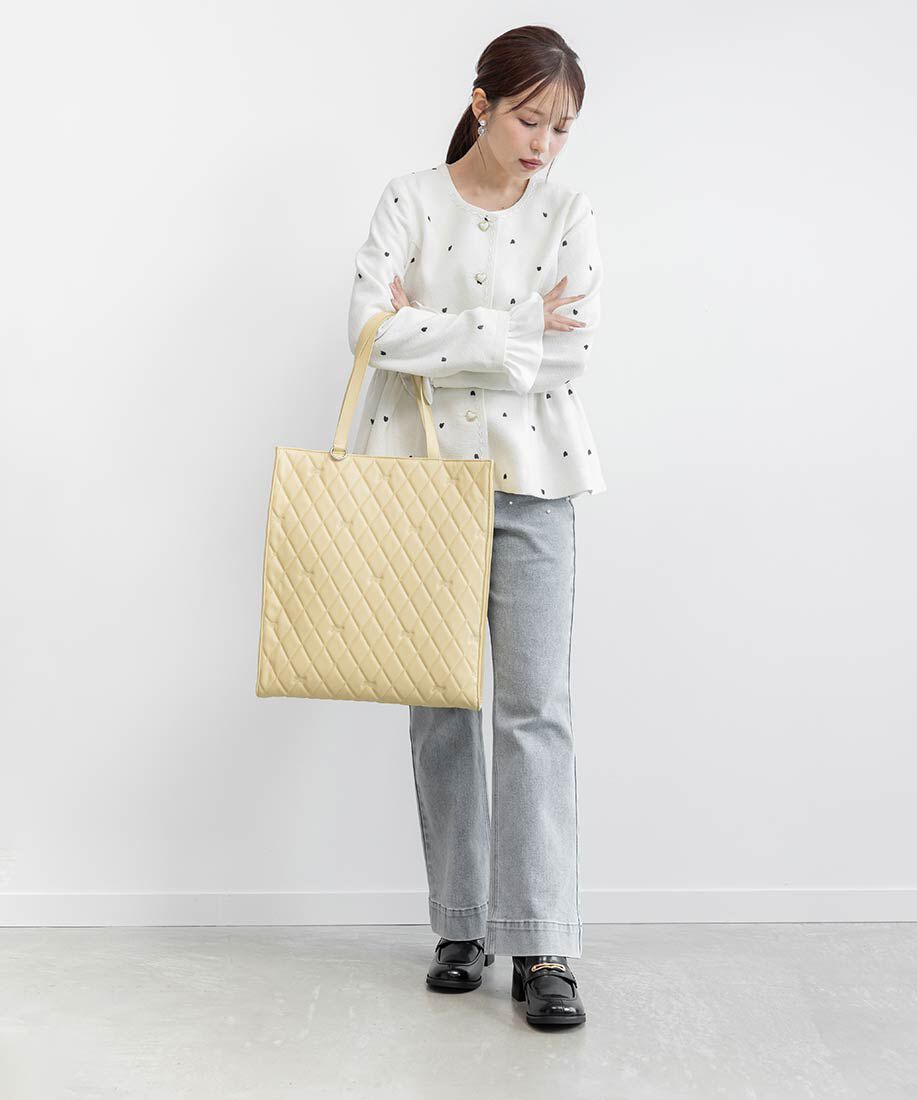  「【A4対応】モノグラム刺繍キルティングトートバッグ」|トートバッグ|