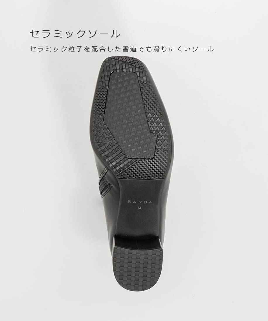  「晴雨兼用 ベーシックチャンキーヒールショートブーツ」|ショートブーツ|