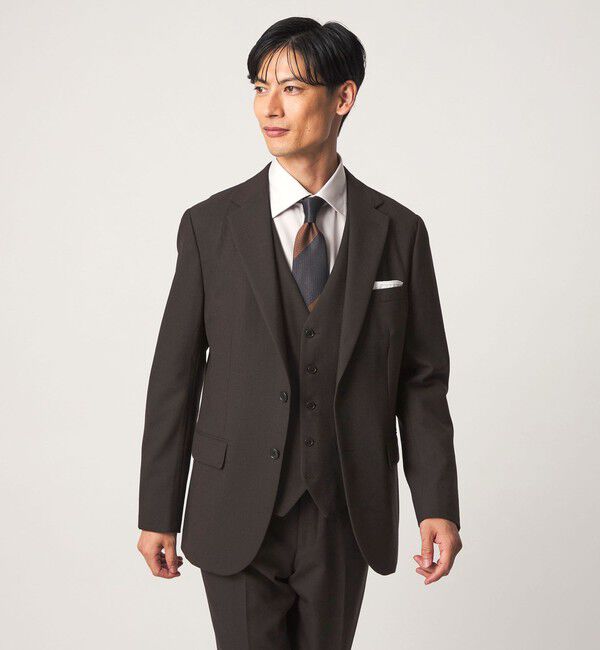 UNITED ARROWS green label relaxing「A+ TWPU バーズアイ 2B スリム セットアップ ジャケット -ストレッチ-」|テーラードジャケット|DK.BROWN