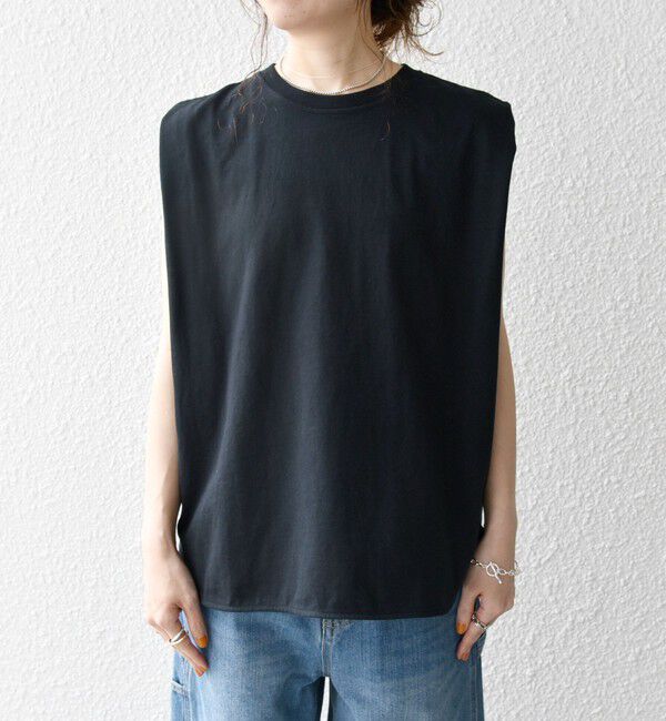 SHIPS any「〈抗菌防臭/洗濯機可能〉USAコットン ラウンドヘム ノースリーブ TEE」|Tシャツ・カットソー|
