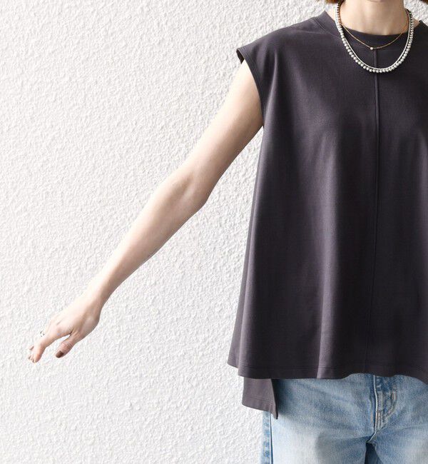 SHIPS any「〈接触冷感/汗染み防止加工/洗濯機可能〉Aライン フレンチスリーブ TEE」|Tシャツ・カットソー|