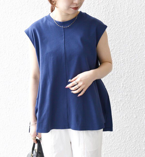 SHIPS any「〈接触冷感/汗染み防止加工/洗濯機可能〉Aライン フレンチスリーブ TEE」|Tシャツ・カットソー|