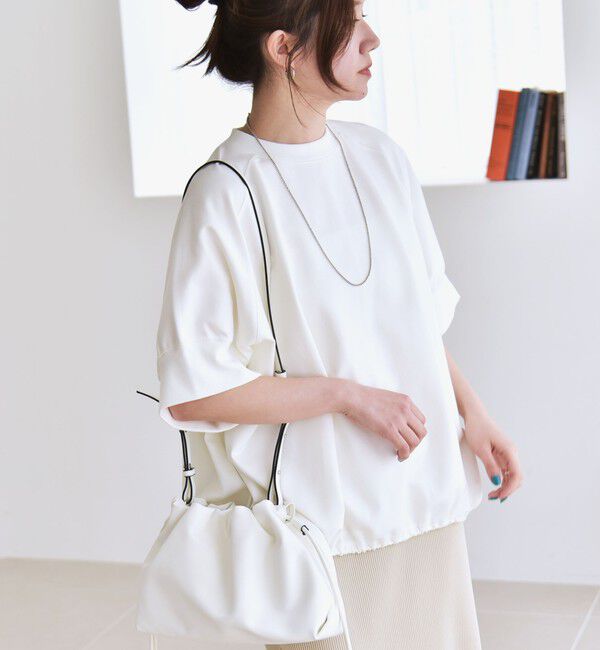 quaranciel「〈洗濯機可能〉ライト ポンチ ハーフスリーブ ドロスト ルーズ TEE」|Tシャツ・カットソー|