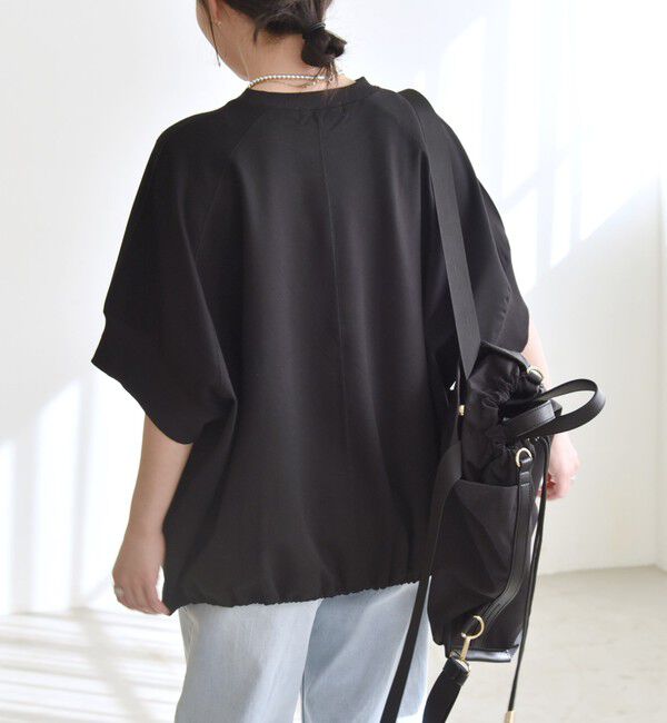 quaranciel「〈洗濯機可能〉ライト ポンチ ハーフスリーブ ドロスト ルーズ TEE」|Tシャツ・カットソー|