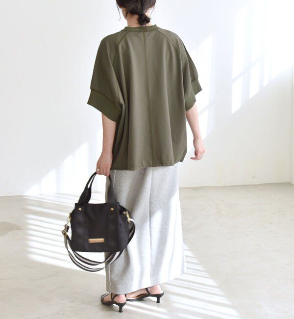 quaranciel「〈洗濯機可能〉ライト ポンチ ハーフスリーブ ドロスト ルーズ TEE」|Tシャツ・カットソー|