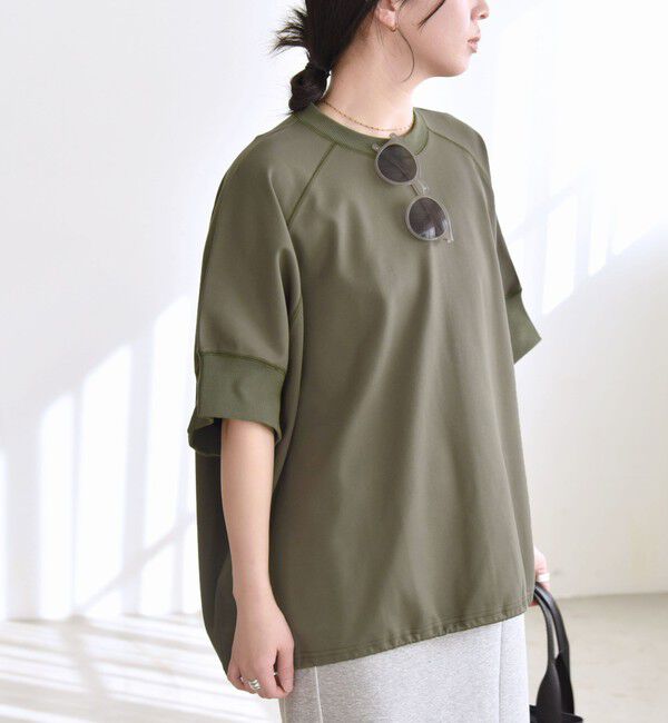 quaranciel「〈洗濯機可能〉ライト ポンチ ハーフスリーブ ドロスト ルーズ TEE」|Tシャツ・カットソー|