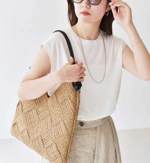 quaranciel「quaranciel:〈接触冷感/手洗い可能〉フレンチスリーブ ベーシック シアー ニット プルオーバー」|ニット・セーター|