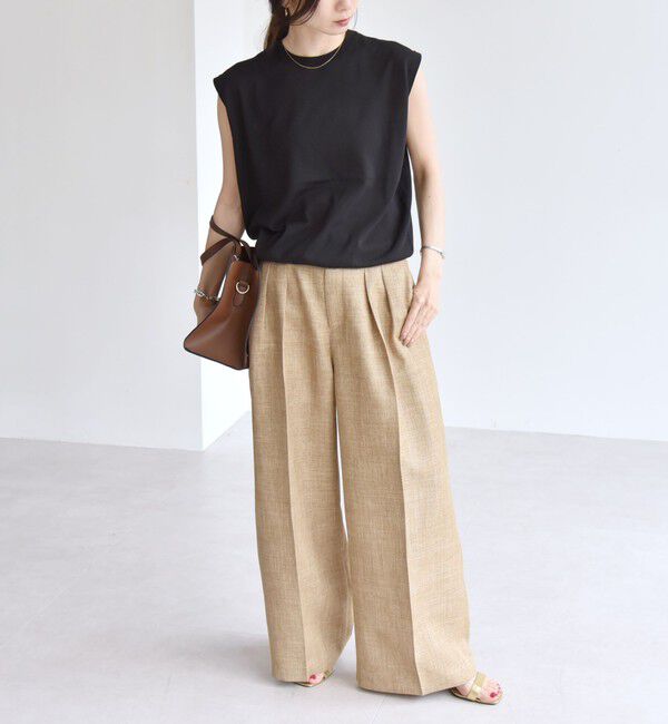 quaranciel「quaranciel:〈接触冷感/手洗い可能〉フレンチスリーブ ベーシック シアー ニット プルオーバー」|ニット・セーター|