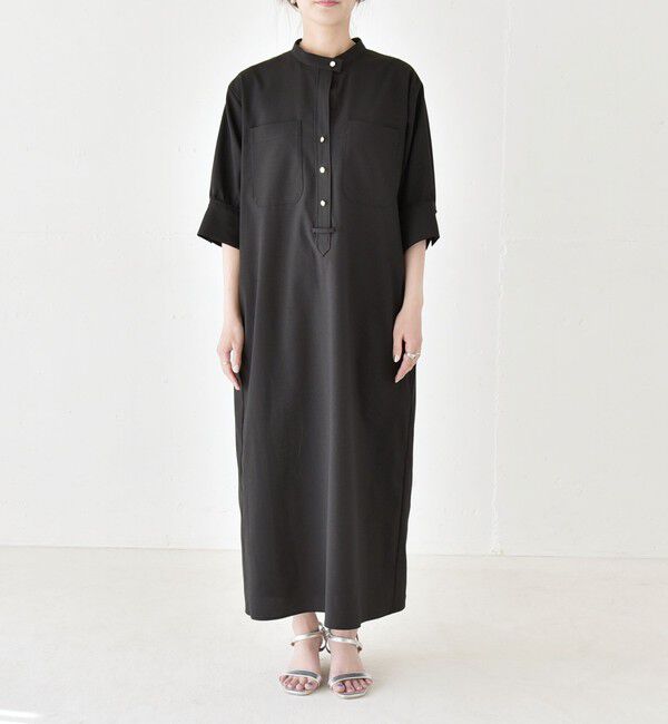 quaranciel「〈洗濯機可能〉CALCULO(R)使用 バンドカラー シャツ ワンピース」|ワンピース|