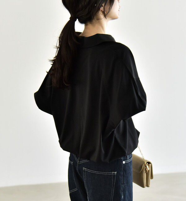 quaranciel「:〈接触冷感/洗濯機可能〉シルク ミックス ポンチ ドロスト ポロ プルオーバー」|Tシャツ・カットソー|
