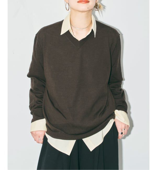  「V NECK SWEATER：ニット」|ニット・セーター|ブラウン B