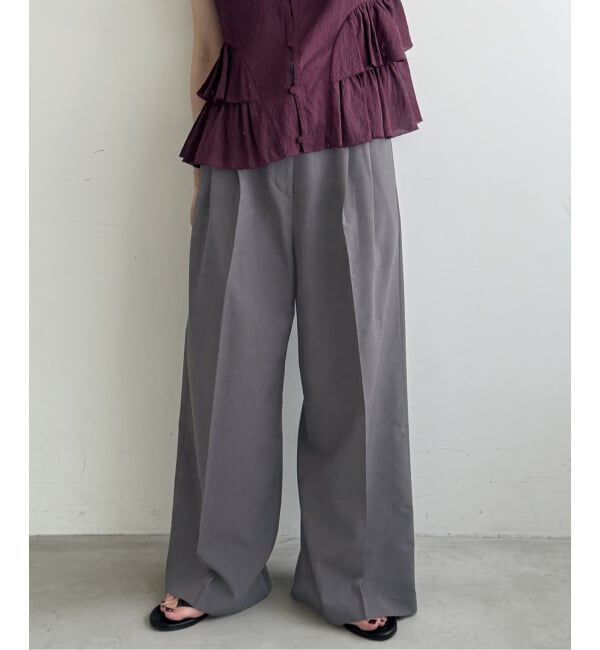 SLOBE IENA「《接触冷感/UVカット/吸水速乾/4サイズ展開》ワイドスラックス」|スラックス|