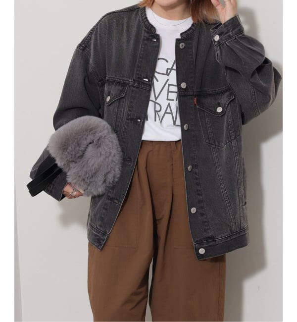 JOURNAL STANDARD relume「別注【LEVI&rsquo;S】COLLARLESS XL TRUCKER BK：デニムジャケット」|デニムジャケット|