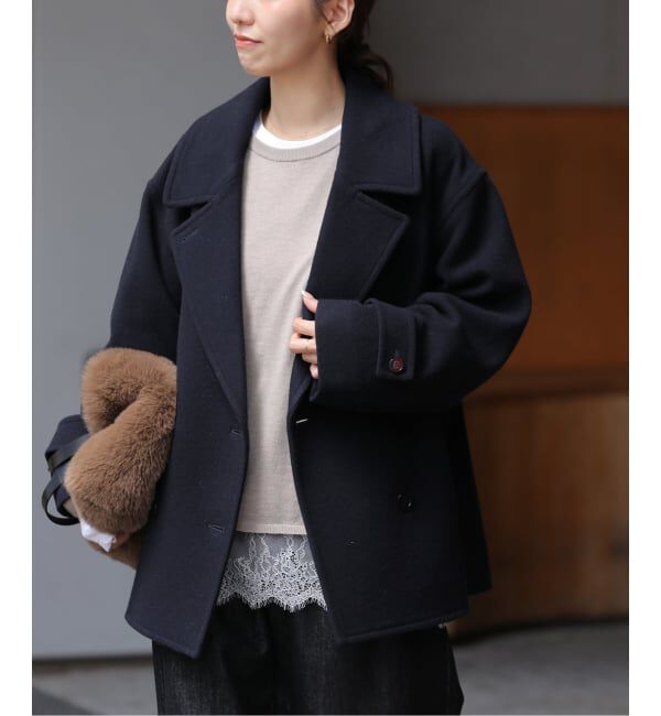 JOURNAL STANDARD relume「《WEB限定予約》尾州ウールモッサWブレストショートコート」|ピーコート|ネイビー