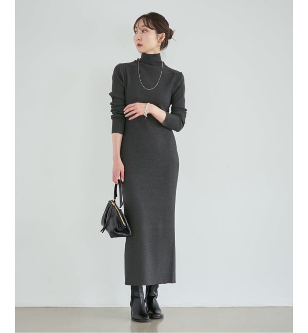 NOBLE「《追加予約・新色・WEB限定カラーあり》RY/PLリブハイネック ロングワンピース」|ワンピース|