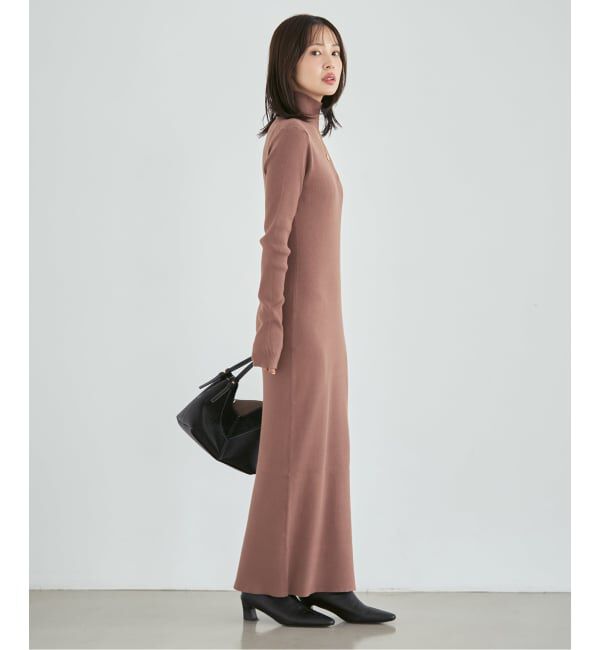 NOBLE「《追加予約・新色・WEB限定カラーあり》RY/PLリブハイネック ロングワンピース」|ワンピース|