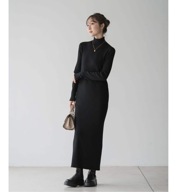 NOBLE「《追加予約・新色・WEB限定カラーあり》RY/PLリブハイネック ロングワンピース」|ワンピース|