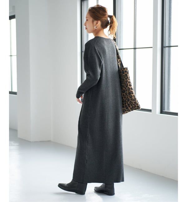 Spick and Span「《新色有り / 追加予約》ヘンリーネックリブニットワンピース」|ワンピース|