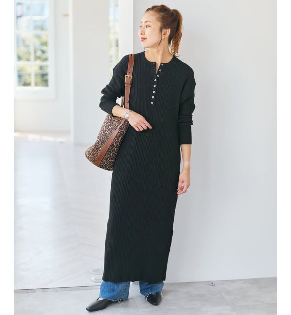 Spick and Span「《新色有り / 追加予約》ヘンリーネックリブニットワンピース」|ワンピース|