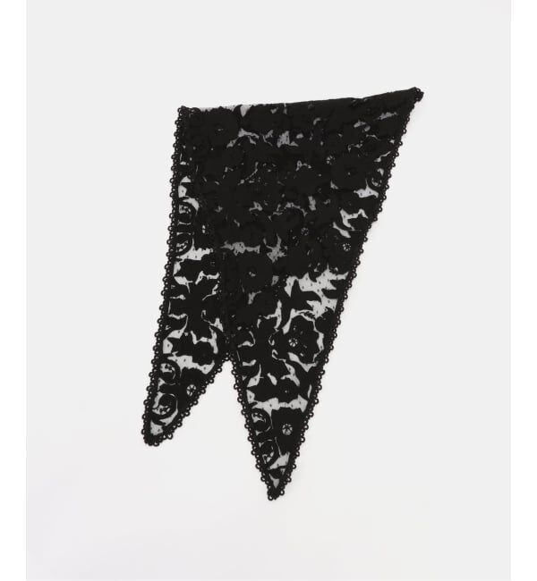 Spick and Span「Venit / ヴェニット DOT TULLE FLOWER EMBROIDERY」|バンダナ・スカーフ|ブラック