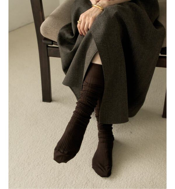  「LETALON Rib High socks」|ソックス|ブラウン