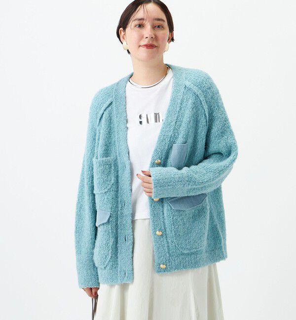 Laraaji「《手洗い可能》デニムポケットVネックカーディガン」|カーディガン|