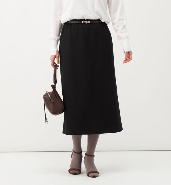 NOLLEY'S「【一部店舗＆WEB限定アイテム】《セットアップ対応》ウォッシャブルウールライクAラインスカート」|台形|ブラック
